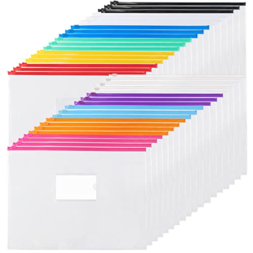 EOOUT Kunststoff-Umschläge, Poly-Reißverschluss, transparent, mit Reißverschluss, A4, Briefgröße, 11 Farben, für Schule und Büro, 36 Stück von EOOUT