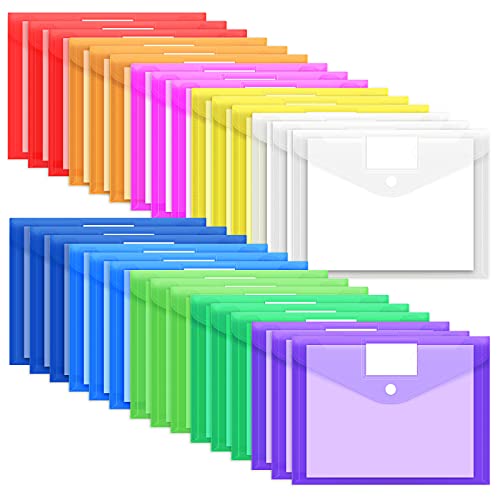 EOOUT Kunststoff-Umschläge, Poly-Umschläge, transparent, Dokumentenmappen, Dokumentenmappen, Aktenumschläge mit Etikettentasche, A4-Größe, 30 Stück von EOOUT
