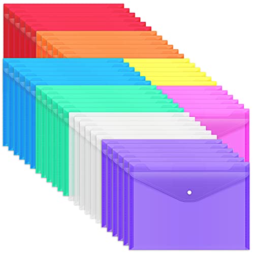 EOOUT Kunststoff-Umschläge mit Schnappverschluss, transparente Dokumentenmappen, A4-Briefgröße, für Schule, Zuhause, Arbeit, Büro, Organisation, 8 Farben, 48 Stück EOOUT Kunststoff-Umschläge mit Schnappverschluss, transparente Dokumentenmappen, A4-Briefgröße, für Schule, Zuhause, Arbeit, Büro, Organisation, 8 Farben, 48 Stück von EOOUT