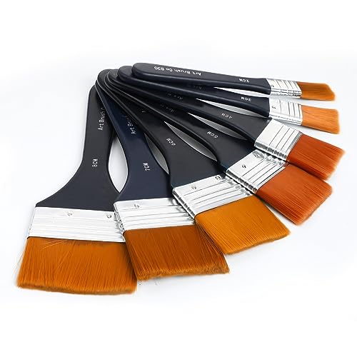 EORTA Set mit 7 flachen Kunstpinseln, verschiedene Größen, Nylon-Pinsel für Acryl, Öl, Farbe, Lacke, Aquarell, Maler, Studenten, Künstler EORTA Set mit 7 flachen Kunstpinseln, verschiedene Größen, Nylon-Pinsel für Acryl, Öl, Farbe, Lacke, Aquarell, Maler, Studenten, Künstler von EORTA