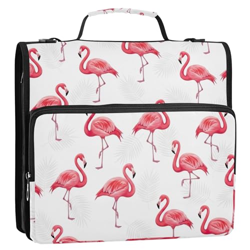 Bunte 3,8 cm große Ordner mit 3 Ringen, strapazierfähig, rosa Flamingos, weiß, Reißverschluss, Ordner, Organizer, Aufbewahrungsmappe mit Griff, Schulmappe mit Schultergurt Bunte 3,8 cm große Ordner mit 3 Ringen, strapazierfähig, rosa Flamingos, weiß, Reißverschluss, Ordner, Organizer, Aufbewahrungsmappe mit Griff, Schulmappe mit Schultergurt von EOSDT