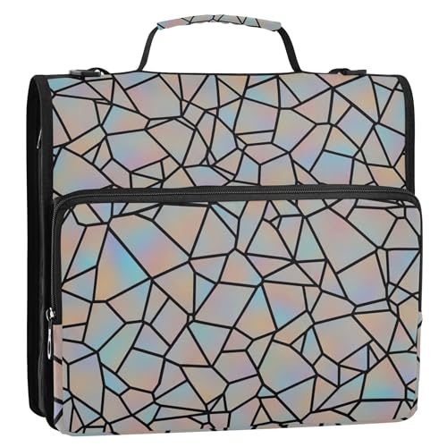 Funny Ordner, 3,8 cm, 3 Ringe, bunt, geometrisch, grau, Reißverschluss, Organizer, Aufbewahrungsmappe mit Griff, Schulhefter mit Schultergurt, Tasche Funny Ordner, 3,8 cm, 3 Ringe, bunt, geometrisch, grau, Reißverschluss, Organizer, Aufbewahrungsmappe mit Griff, Schulhefter mit Schultergurt, Tasche von EOSDT