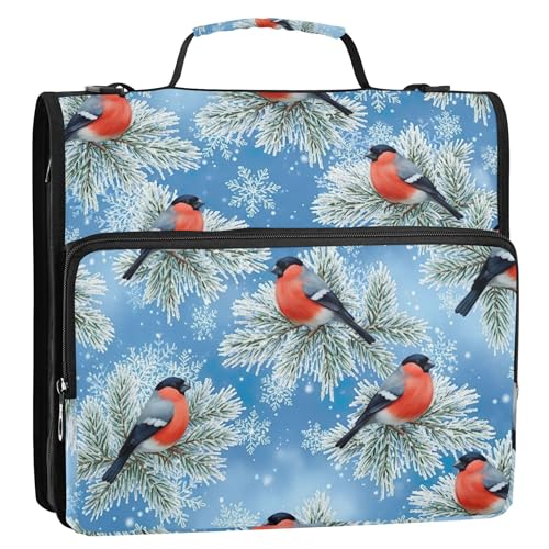 Lustiger Ordner mit Reißverschluss, 3,8 cm, 3 Ringe, rote Vögel, blauer Himmel, mehrere Taschen, große Portfolio-Mappe mit Gurt, mittlere Schultasche Lustiger Ordner mit Reißverschluss, 3,8 cm, 3 Ringe, rote Vögel, blauer Himmel, mehrere Taschen, große Portfolio-Mappe mit Gurt, mittlere Schultasche von EOSDT