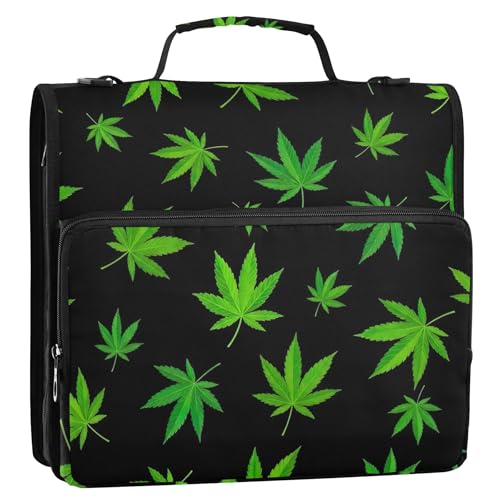 Ordner-Organizer mit Reißverschluss, 3,8 cm, 3-Ringbinder, strapazierfähig, lebendige grüne Blätter, Portfolio für 500 Blatt, Halter, Ordner mit Gurt, Mittelschultasche Ordner-Organizer mit Reißverschluss, 3,8 cm, 3-Ringbinder, strapazierfähig, lebendige grüne Blätter, Portfolio für 500 Blatt, Halter, Ordner mit Gurt, Mittelschultasche von EOSDT
