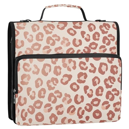 Ordner-Organizer mit Reißverschluss, 3,8 cm, 3 Ringe, Tasche mit Gurt, für Schule, mehrere Taschen, große Portfolio-Mappe in Roségold, Rosa, Leopardenmuster, Beige Ordner-Organizer mit Reißverschluss, 3,8 cm, 3 Ringe, Tasche mit Gurt, für Schule, mehrere Taschen, große Portfolio-Mappe in Roségold, Rosa, Leopardenmuster, Beige von EOSDT