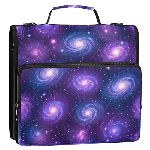 Ordner-Organizer mit Reißverschluss, Galaxie, Violett, Blau, Nebel, Wolken, 3,8 cm, 3 Ringe, Cartoon-Schulmappe mit Schultergurt, Aufbewahrungsmappe mit Griff Ordner-Organizer mit Reißverschluss, Galaxie, Violett, Blau, Nebel, Wolken, 3,8 cm, 3 Ringe, Cartoon-Schulmappe mit Schultergurt, Aufbewahrungsmappe mit Griff von EOSDT