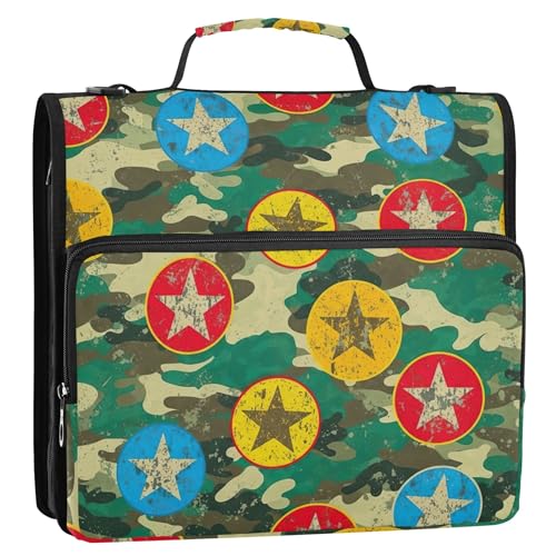 Ordner-Organizer mit Reißverschluss, bunte Sterne, Kreise, 3,8 cm, 3-Ring-Ordner, D-Ring, Schüler, Schule, Ordner, Tasche mit Schultergurt, Aufbewahrungsmappe mit Griff Ordner-Organizer mit Reißverschluss, bunte Sterne, Kreise, 3,8 cm, 3-Ring-Ordner, D-Ring, Schüler, Schule, Ordner, Tasche mit Schultergurt, Aufbewahrungsmappe mit Griff von EOSDT