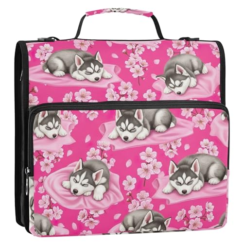 Ordner-Organizer mit Reißverschluss, niedlicher Hund, rosa Blume, 3,8 cm, 3 Ringbücher, strapazierfähig, Schulmappe mit Schultergurt, Aufbewahrungsmappe mit Griff Ordner-Organizer mit Reißverschluss, niedlicher Hund, rosa Blume, 3,8 cm, 3 Ringbücher, strapazierfähig, Schulmappe mit Schultergurt, Aufbewahrungsmappe mit Griff von EOSDT