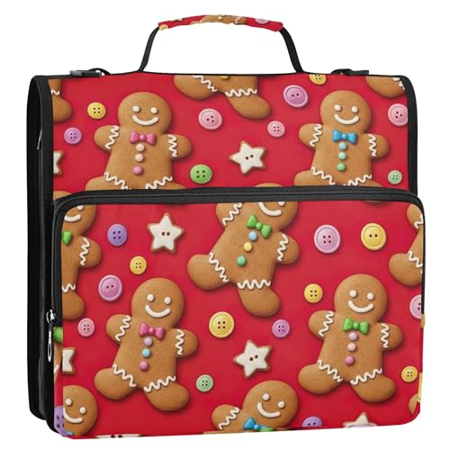 Ordner-Organizer mit Reißverschluss, niedliches Weihnachtslebkuchen-Motiv, Rot, 3 Ringbücher, 3,8 cm, D-Ring, lustige Schulmappe mit Schultergurt, Aufbewahrungsmappe mit Griff Ordner-Organizer mit Reißverschluss, niedliches Weihnachtslebkuchen-Motiv, Rot, 3 Ringbücher, 3,8 cm, D-Ring, lustige Schulmappe mit Schultergurt, Aufbewahrungsmappe mit Griff von EOSDT