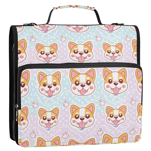 Ringbuch mit 3 Ringen, 3,8 cm, D-Ring, niedliches Hundegesicht, Punkt-Ordner, Reißverschluss, Organizer, Aufbewahrung, Portfolio-Ordner mit Griff, Ordner mit Schultergurt, für die Schule Ringbuch mit 3 Ringen, 3,8 cm, D-Ring, niedliches Hundegesicht, Punkt-Ordner, Reißverschluss, Organizer, Aufbewahrung, Portfolio-Ordner mit Griff, Ordner mit Schultergurt, für die Schule von EOSDT