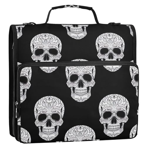 Ringordner mit 3 Ringen, 3,8 cm, D-Ring, Reißverschluss, Organizer mit Riemen, mittlere Schultasche, mehrere Taschen, große Portfolio-Mappe von EOSDT