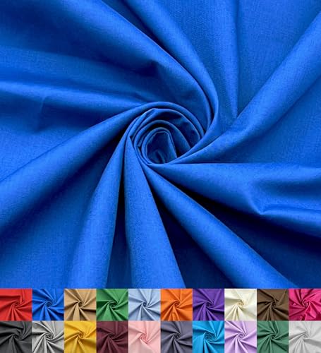 EOVEA Baumwoll-/Polyester-Stoff, 152,4 cm breit, weich, leicht und atmungsaktiv, für Futter, Vorhänge, Bettwäsche, Röcke, Nähprojekte (Königsblau, 91 cm) von EOVEA