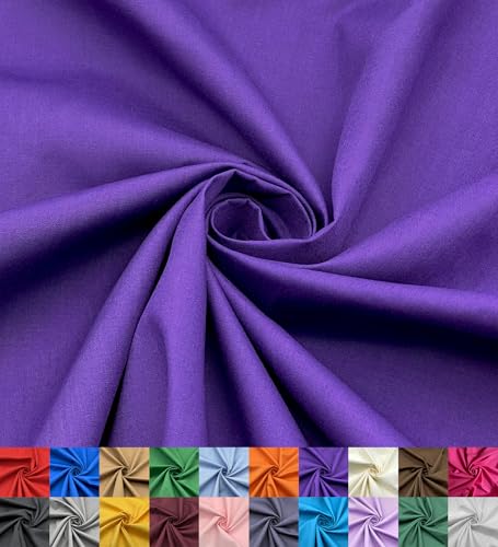 EOVEA Baumwoll-/Polyester-Stoff, 152,4 cm breit, weich, leicht und atmungsaktiv, für Futter, Vorhänge, Bettwäsche, Röcke, Nähprojekte (lila, 91 cm) von EOVEA