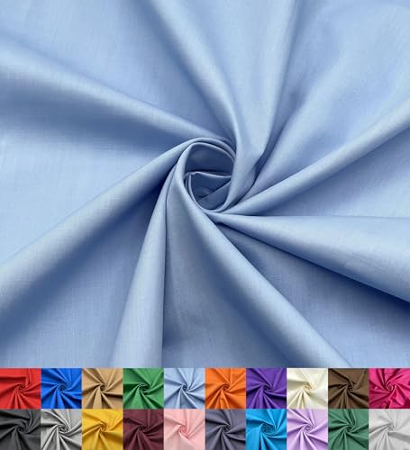 EOVEA Baumwoll-/Polyester-Stoff pro Yard – 152,4 cm breiter Breitstoffstoff, weiches, leichtes und atmungsaktives Material für Futter, Vorhänge, Bettwäsche, Röcke, Nähprojekte (Babyblau, 91 cm) von EOVEA