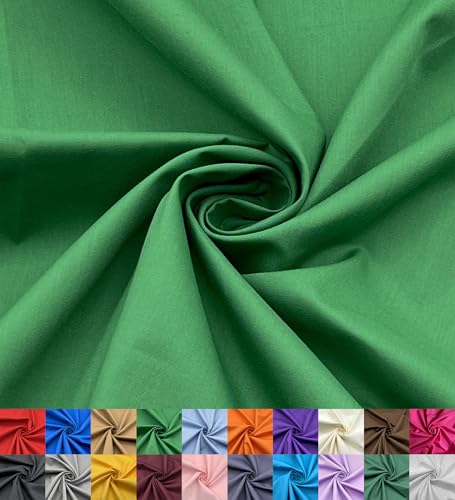 EOVEA Baumwoll-Polyester-Stoff pro Yard – 152,4 cm breiter Breitstoffstoff, weiches, leichtes und atmungsaktives Material für Futter, Vorhänge, Bettwäsche, Röcke, Nähprojekte (Kelly Green, 91 cm) von EOVEA