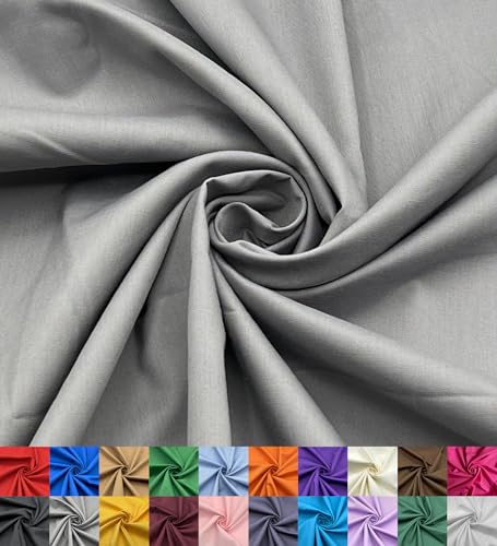 EOVEA Baumwoll-Polyester-Stoff pro Yard – 152,4 cm breiter Breitstoffstoff, weiches, leichtes und atmungsaktives Material für Futter, Vorhänge, Bettwäsche, Röcke, Nähprojekte (Silber, 91 cm) von EOVEA