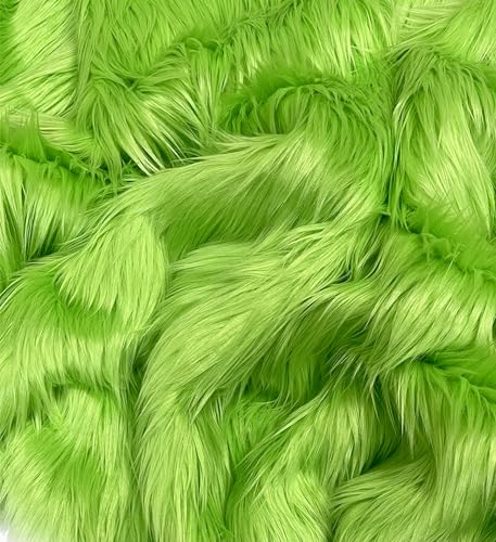 Eovea - Shaggy-Kunstfell-Stoff – 1,9 m – 152,4 cm x 45,7 cm – Limettengrün – Bastelbedarf, Hobby, Kostüm, Dekoration, Mantel, Weste, Jacke, Schal, Überwurfdecke, Grinch (Limette, halb Hof) von EOVEA