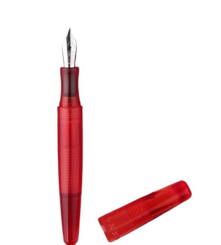 EPANO Dropper Füllfederhalter, Iridium-Füllfederhalter, gebogene Feder, 0,5 mm/1,0 m, vollständig transparent, große Kapazität, Tintenaufbewahrung, modischer Stift (rot, gebogen 0,7–1,2 m) von EPANO