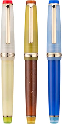 EPANO Füllfederhalter, Acryl, EF/F/M, goldfarbener Rand, mit Konverter-Set, 3 Stück, Macaron-Farbe, gemischte Macaron-Farben, 0,7 mm von EPANO