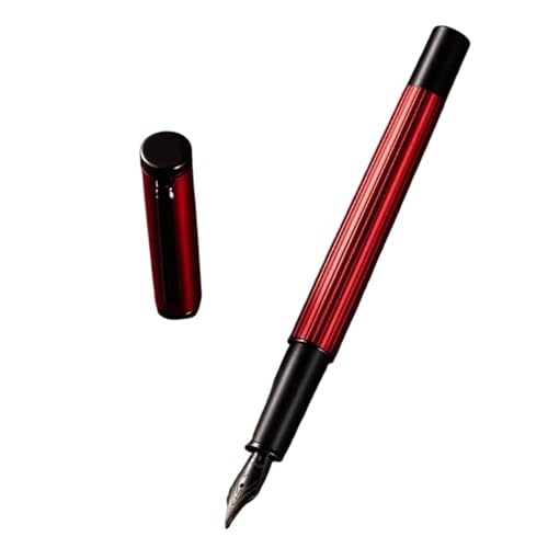 EPANO Füllfederhalter aus Metall, Messing, extra feine Feder, EF-Tintenstifte, Blau/Rot/Schwarz, 1 Stück, ideal für Büro-Schreibbedarf (Rot, F (ca. 0,5 mm)) von EPANO