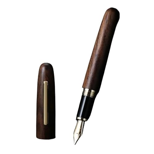 EPANO Füllfederhalter aus Naturholz, 0,38/0,5/1,0 mm, extra feine Feder, luxuriös, elegant, für Büro, Schule, Schreibwaren (01, gebogen (1,0 mm)) von EPANO