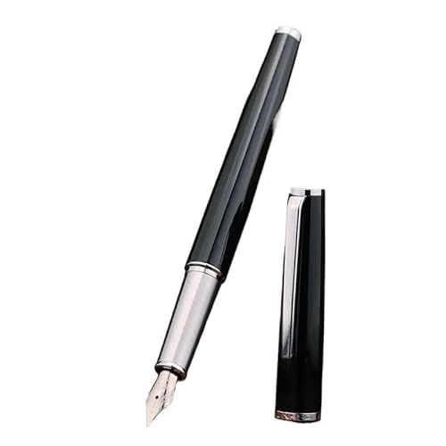 EPANO Metall-Füllfederhalter EF/F/M, Feder, Retro-Design, Metallmaterial, eleganter Clip, Schreibwaren, Büro, Schulbedarf, Geschenk, Schreibwaren (Schwarz, Silber, F) von EPANO