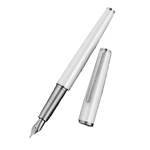 EPANO Metall-Füllfederhalter EF/F/M, Feder, Retro-Design, Metallmaterial, eleganter Clip, Schreibwaren, Büro, Schulbedarf, Geschenk, Schreibwaren (Silberweiß, M) von EPANO