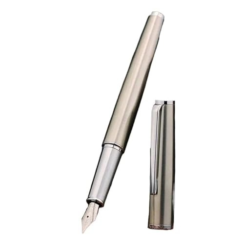 EPANO Metall-Füllfederhalter EF/F/M, Feder, Retro-Design, Metallmaterial, eleganter Clip, Schreibwaren, Büro, Schulbedarf, Geschenk, Schreibwaren (komplett Stahl, EF) von EPANO
