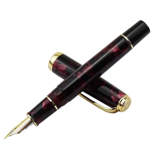 EPANO Retro Acrylharz Füllfederhalter Nebula Series EF/F Feder Tintenstift Dunkelrot mit Konverter, Business Office Schreiben (F 0,5) von EPANO