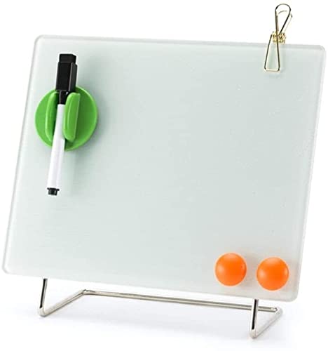EPANO Whiteboards Desktop-Memoboard für Büro und Zuhause, kleines Glas-Whiteboard, trocken abwischbare Tafel, 20,3 x 25,4 cm Desktop-Staffelei mit magnetischem Nagel und Radiergummi von EPANO
