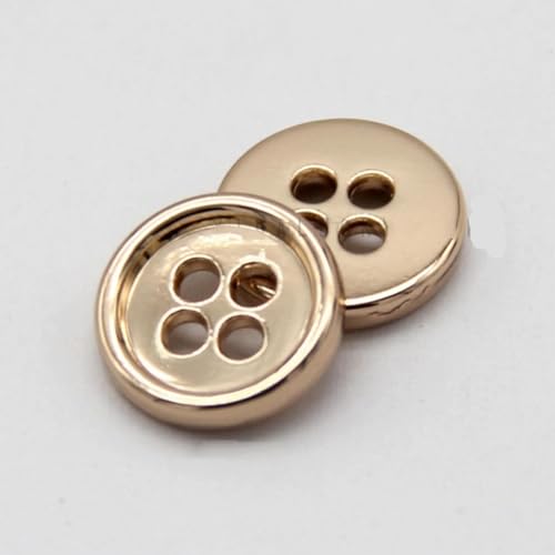 Knopf, Luxusknöpfe, Nähknopf, 10 Stück, 4 Löcher, kleine goldene Metallknöpfe for Damen, Kleidung, Hemd, Manschettendekorationen, Nähzubehör, Gold, 10 mm (Farbe: Gold, Größe: 10 mm) (Farbe: Gold, Größ von EPASHA