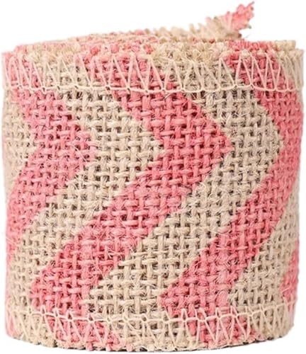 Sackleinen, Sackleinenstoff, Sackleinenstoff, 2 m/Rolle, 6 cm, natürliches Jute-Sackleinen-Sackleinenband, bunter Hanf for rustikale Wickelverpackung, Hochzeitsdekoration (blau)(Pink) von EPASHA