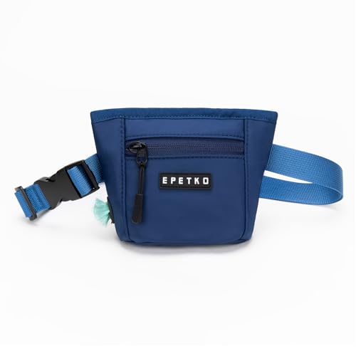 Leckerlibeutel für Hunde mit Metall-Gürtelclip, Leistungsstarke Magnetverschluss Gerät Beutel Leckerli Hund Gürtel, Große Kapazität Hund Leckerli Tasche Beutel mit Poop Bag Dispenser (Tiefblau) von EPETKO