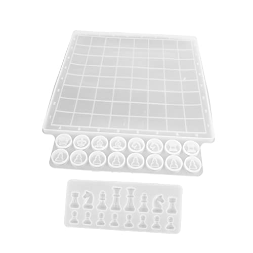 2Stücke Teiliges Schachbrett und Schachfiguren Silikonform Set für Harz DIY Schachbrett und Figuren und Transparent für von EPIGEIST