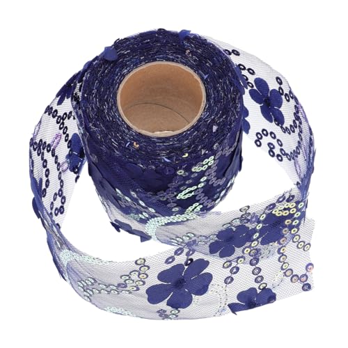 EPIGEIST 1 Rolle Dekoratives Tüllgewebe seidenband ribbon blumendeko blumenmuster Schmuckband Band Band Blumen- Material zur Herstellung von Haarspangen Pailletten-Gurtband Polyester Blue von EPIGEIST