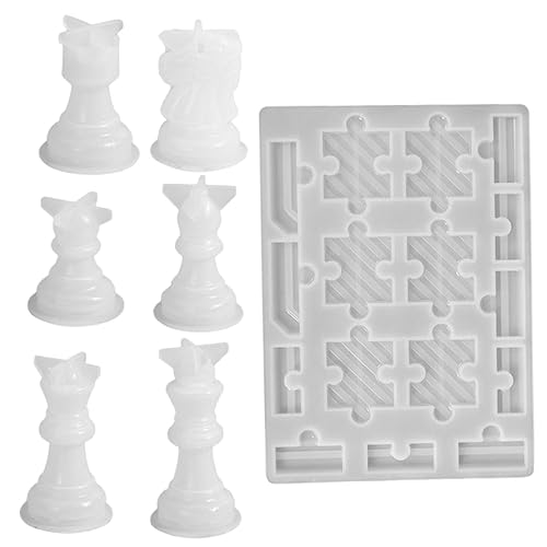 EPIGEIST 1 Satz DIY Schachfiguren Silikonformen Teiliges Epoxidharz Schachmuster mit Schachbrett für Kreative Bastelprojekte und Freizeitaktivitäten mit Familie und Freunden von EPIGEIST
