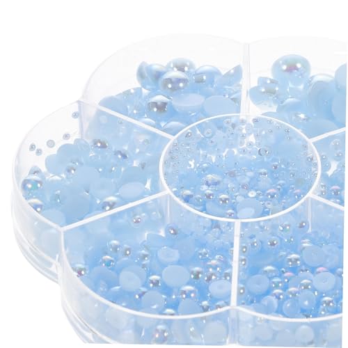 EPIGEIST 1 Schachtel Halbrunde Flatback Perlen Mehrere DIY Haarschmuck Perlen Flache Rückseite für Nagelkunst Kleidung Deko Schmuckherstellung Basteln Handliche Box von EPIGEIST
