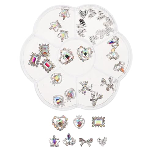 EPIGEIST 1 Schachtel Nagelstrass Schmuck Herz Bow Krone Nail Charms aus Legierung Funkelnde Nail Art Verzierungen für Valentinstag romantische Maniküre Zubehör von EPIGEIST