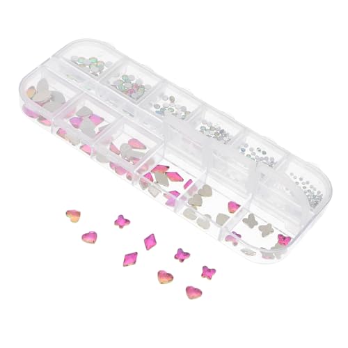 EPIGEIST 1 Schachtel Resin Strasssteine Nagel Dekoration Fächer Box DIY Nail Art Zubehör für Maniküre Glitzersteine Selbstklebend Sicher und Vielseitig für Kreative Nageldesigns von EPIGEIST