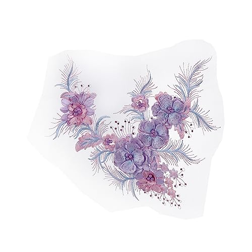 EPIGEIST 1 Stück Blumenstickerei Patches Netzstoff mit Handgefertigten Perlen Hochwertiger für Kleidung als Accessoire für Kleider und Kreative Bastelprojekte Lila von EPIGEIST