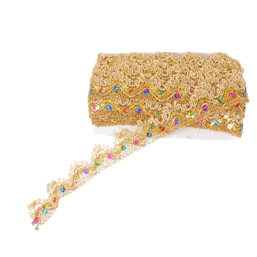 EPIGEIST 1 Stück Tanzkostümzubehör Spitze Kleidung Paillettenstickband Bunte Zierleiste Tanzkostüme Tanzdekorative Trim Golden Links von EPIGEIST