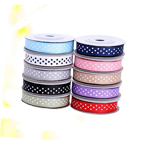 EPIGEIST 10 Rollen Punktmuster Ripsband Yards pro Buntes Dekoband für Geschenkverpackung DIY Basteln Partydekoration und Handarbeitsprojekte von EPIGEIST