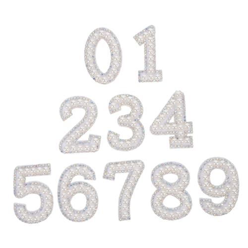 EPIGEIST 10 Stk. Teiliges Strass Perlen Zahlen Aufbügel Patches Einzigartiges Design Vielseitig für Kleidung DIY Einfach Anzubringen Langlebig Modisch für Party Hochzeit Bühne von EPIGEIST