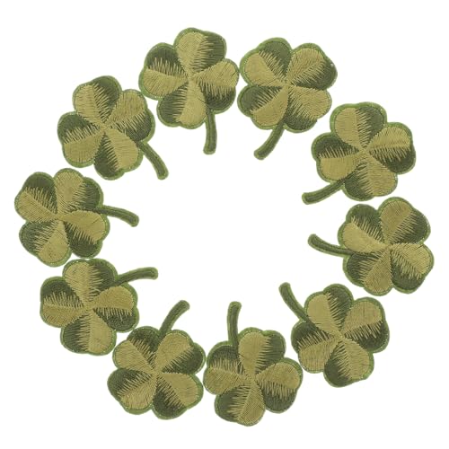 EPIGEIST 10 Stück Aufnäher mit grüner Blattstickerei Dekorative Flicken Applikationen für Kleidung nähen st. Patricks Day-Patch Blatt-Stickerei-Patches Blattaufnäher für Kleidung Rayon von EPIGEIST