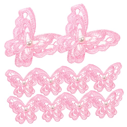 EPIGEIST 10 Stück Gestickter Schmetterlings-Patch Schmetterlingsnähte auf Applique Patch Stoff Dame Stickerei Applikation gestickte Aufnäher für Applikationen nähen Gestickte Anwendung Rosa von EPIGEIST