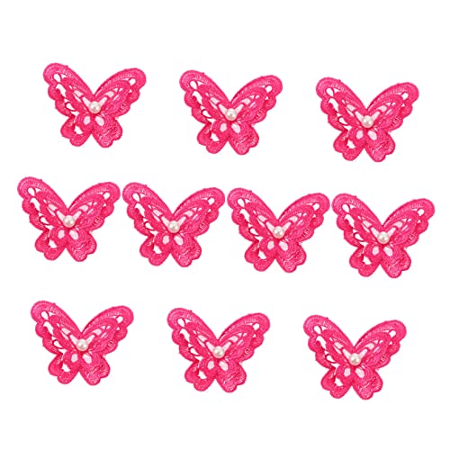 EPIGEIST 10 Stück Gestickter Schmetterlings-Patch Spitzenflecken für Jeans Applique Patches trimmen Reiz robuste Kleidung Applikation strapazierfähige Kleidungsapplikation Stoff Rosig von EPIGEIST