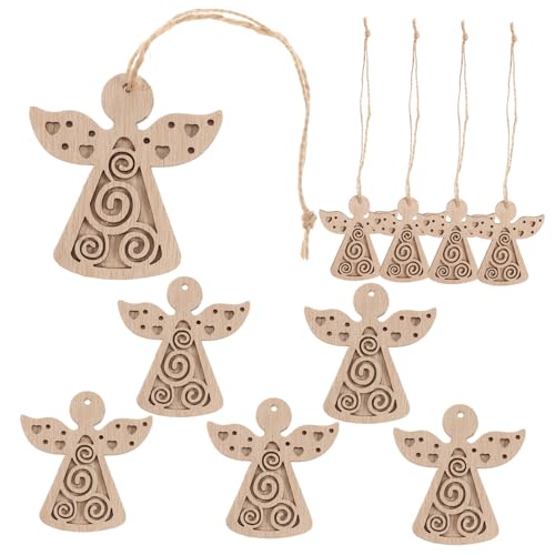 EPIGEIST 10 Stück Holzchip -Anhänger -Set hängend Weihnachtsbaum -Ornamente Dekoration hängen Weihnachten Stichworte Rohlinge basteln bemalbare Ornamente handgemachte DIY-Holzspäne Hanfseil von EPIGEIST
