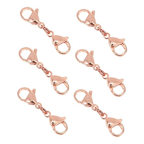 EPIGEIST 10 Stück Hummers Chnalle Doppels Chnalle Schließe Herstellung Hummer Zubehör Doppelt Schmuck Silber Verschlüsse Magnetischer Karabinerverschluss Rostfreier Stahl Rose Gold von EPIGEIST