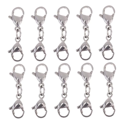 EPIGEIST 10 Stück Hummers chnalle Doppels chnalle drehbare Karabinerverschlüsse mehrere rostfrei schmuckherstellung schmuck machen Halskette-Ring-Verschluss Karabinerhaken aus Metall Silver von EPIGEIST