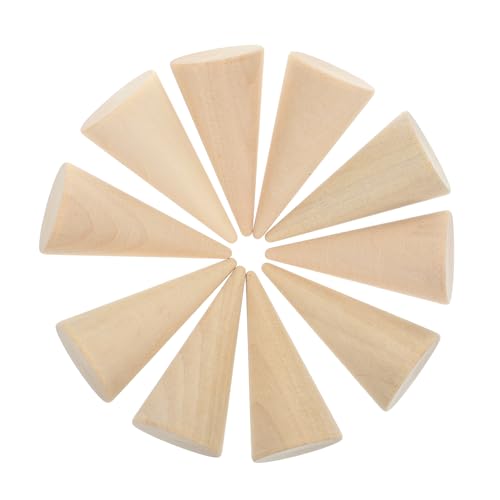 EPIGEIST 10 Stück Ornamente Form Mini Handwerk Zapfen zum Basteln Trainingskegel klein herstellen unfertiges Holzspielzeug Unvollendeter aus Holz Pappkegel hölzern von EPIGEIST